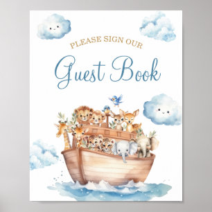 Cute Boy Noah's Ark Baby Shower Guest Book