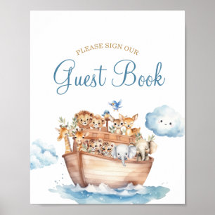 Cute Boy Noah's Ark Baby Shower Guest Book