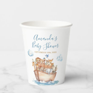 Cute Boy Noah's Ark Baby Shower Paper Cups