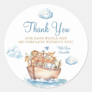 Cute Boy Noah's Ark Baby Shower Thank You Classic Round Sticker