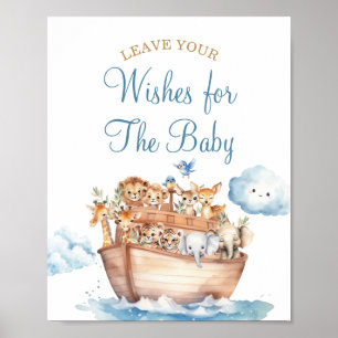 Cute Boy Noah's Ark Baby Shower Wishes for Baby Poster