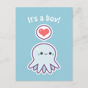 Cute Boy Octopus Baby Shower Invitations