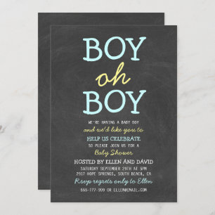 Cute Boy Oh Boy Baby Shower Invitations