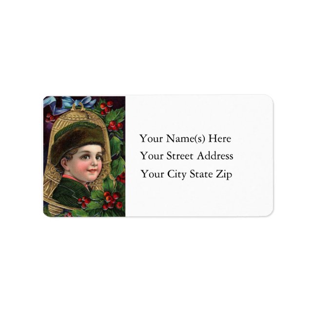 Cute Boy on Bell Vintage Address Label (Front)
