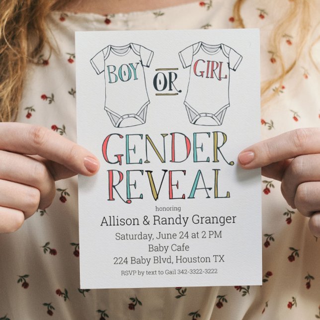 Cute Boy or Girl Bodysuit Gender Reveal Invitation (Creator Uploaded)
