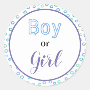 Cute Boy or Girl Gender ReveaI Classic Round Sticker