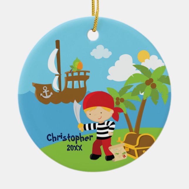 Cute Boy Pirate Christmas Ornament (Front)
