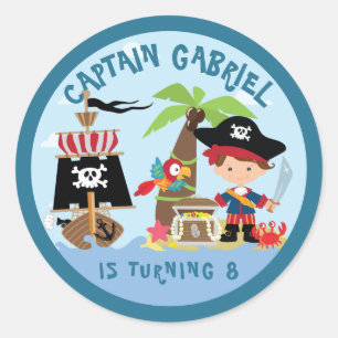 Cute Boy Pirate Party Stickers