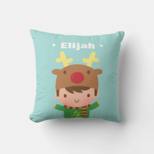 Cute Boy Reindeer Hat Christmas Room Decor Cushion