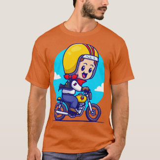 Cute Boy Riding Motorbike Cartoon T-Shirt