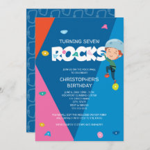 Cute Boy Rock Climbing Birthday Invitation