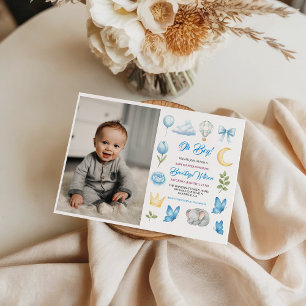 Cute Boy’s Elephant Watercolor Baby Shower Invitation