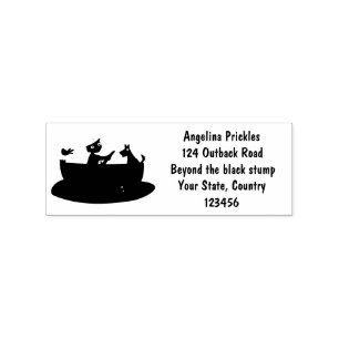 Cute boy sailor and dog rowing boat cartoon rubber stamp