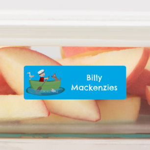 Cute boy sailor rowing boat cartoon personalised