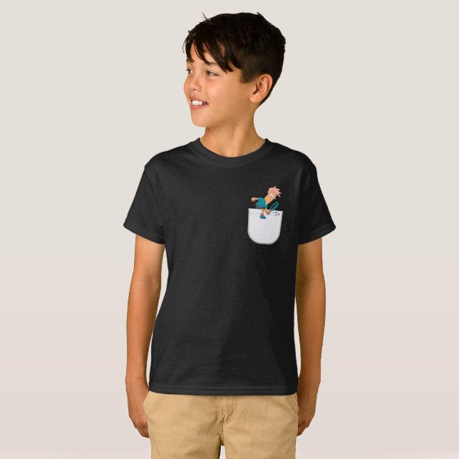 Cute Boy Searching I Vector Pocket Design T-Shirt (Front Full)