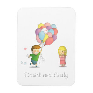 Cute Boy Shares His Love to Girl with Balloons Magnet