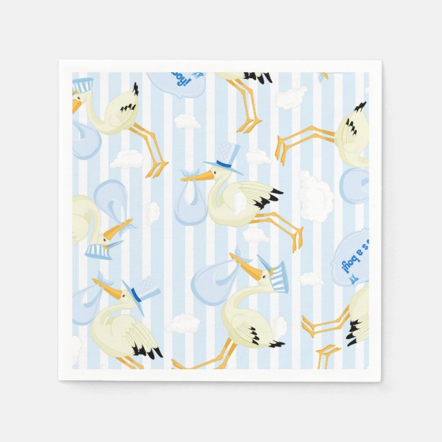 Cute Boy Stork for baby shower Napkin (Front)