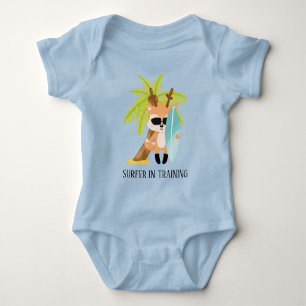 cute boy surfer in training baby bodysuit
