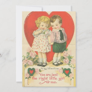 Cute boy to girl Valentine vintage Holiday Card