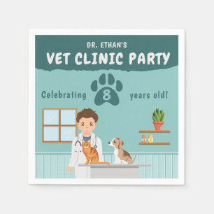 Cute Boy Veterinarian Vet Animal Clinic Birthday Napkin