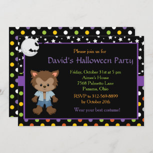 Cute Boy Werewolf Halloween Party Invitation