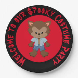 Cute Boy Werewolf Halloween Party Paper Plate