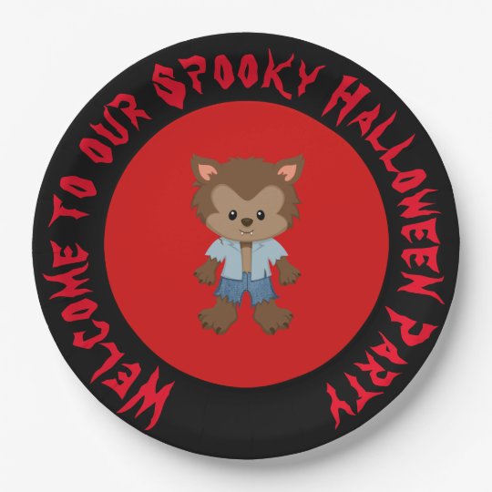 Cute Boy Werewolf Halloween Party Paper Plate