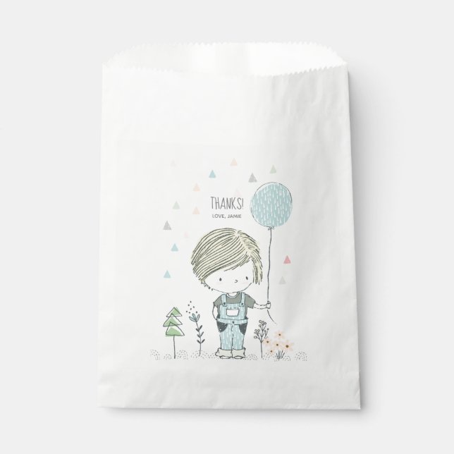 Cute Boy with Balloon Birthday Party Bags (Front)