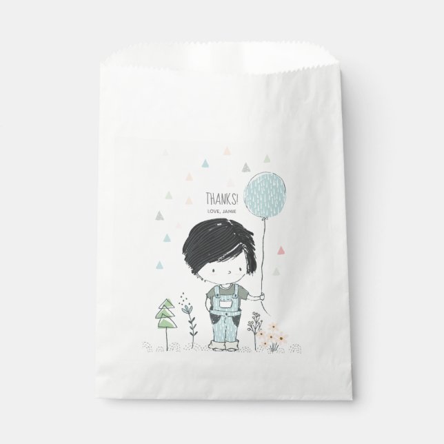 Cute Boy with Balloon Birthday Party Bags (Front)