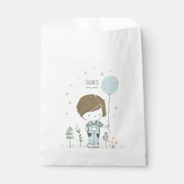 Cute Boy with Balloon Birthday Party Bags (Front)