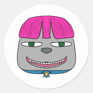 Cute Boy with Pink Hair and Playful Expressionss Classic Round Sticker