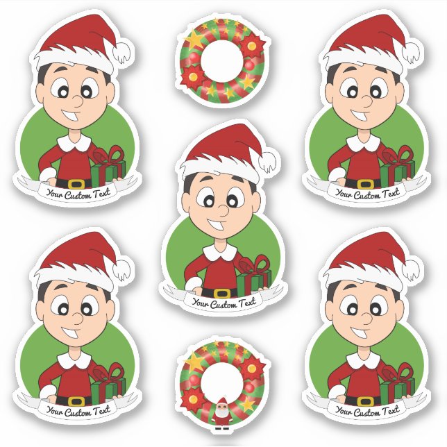 Cute boy with short black hair Christmas  Sticker (Front)