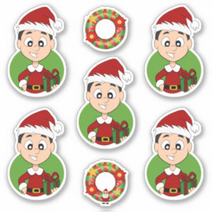 Cute boy with short black hair Christmas Sticker