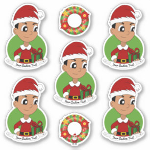 Cute boy with short black hair Christmas Sticker