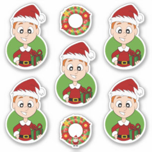 Cute boy with short ginger hair Christmas Sticker