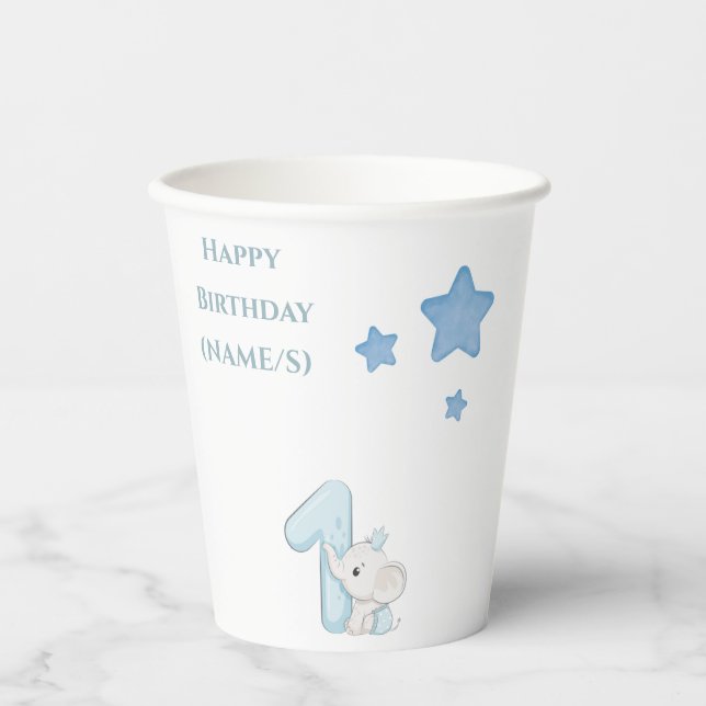 Cute Boys 1st Birthday Paper Cups (Front)