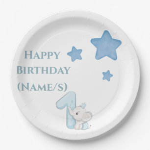 Cute Boys 1st Birthday Paper Plate