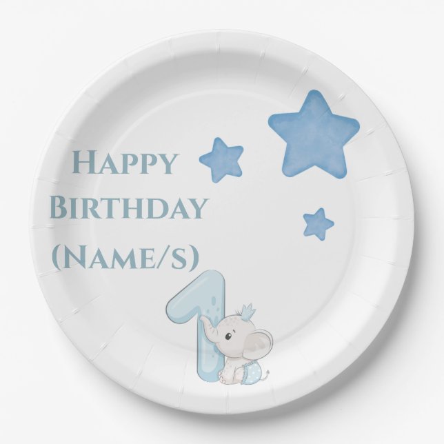 Cute Boys 1st Birthday  Paper Plate (Front)