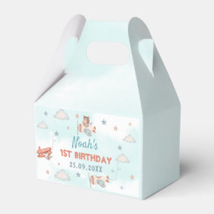 Cute Boy's Aeroplane Theme 1st Birthday Party Favour Box
