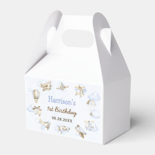 Cute Boy's Aeroplane Theme 1st Birthday Party Favour Box