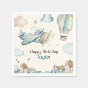 Cute Boy's Aviation Theme Birthday Party Napkin