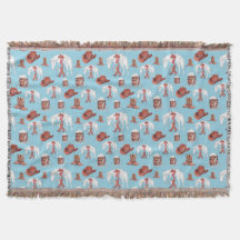 Cute Boys Blue Cowboy and Horse Throw Blanket