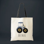 Cute Boy's Blue Farm Tractor and Name Kids Tote Bag<br><div class="desc">This cute boy's farm-themed tote bag features a blue tractor doodle, and has a place for you to add your child/baby's name in beautiful typography. Perfect to use as a bag for your little boy, or as a simple diaper bag for a new mum! Great gift for farm lovers. Check...</div>