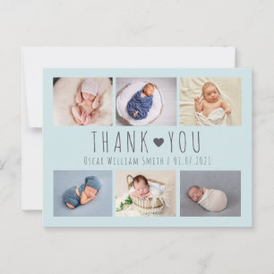 Cute boys blue photo thank you card