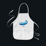 Cute Boy's Blue Sea Watercolor Whale Beach & Name Kids Apron<br><div class="desc">This gorgeous blue aquatic design features a cute watercolor painted whale,  with room for you to personalise the item with your boy's name. This sea design is super cute for any little one you may know,  and it's the perfect gift for little beach lovers!</div>