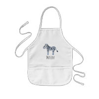 Cute Boy's Blue Watercolor Zebra Safari with Name