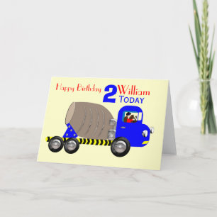Cute Boys Cement Mixer Truck Birthday Card
