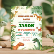 Cute Boys Dinosaur Birthday Party Invitation