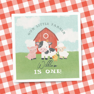 Cute Boys Farm Animal Cowboy Birthday Napkin