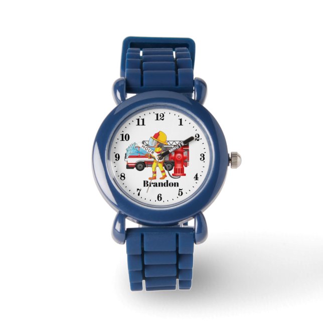 cute boys Fireman add name Watch (Front)
